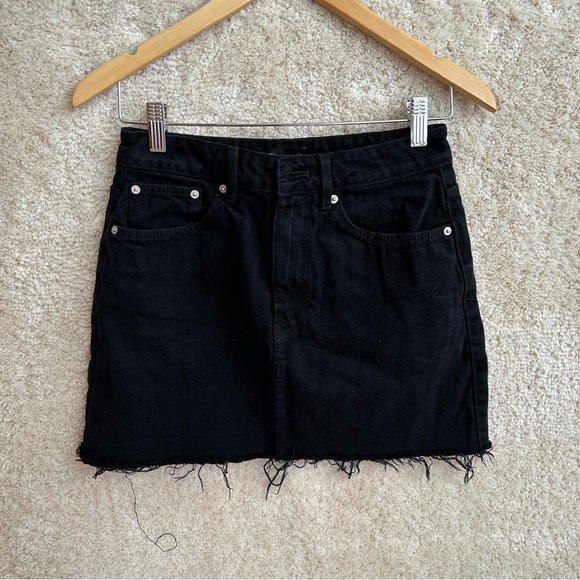 Zara Black Denim Mini Skirt Size S - Picture 7 of 7